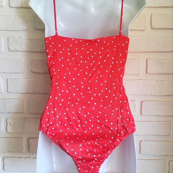 NWT Zara Satin Effect Red Star Bodysuit Size Medium - Picture 5 of 10